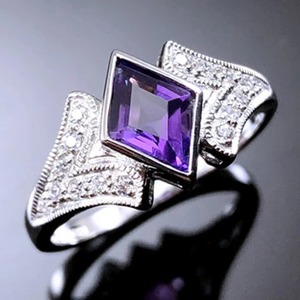 Anillo de plata de estornino 925 hecho a mano con piedra de amatista natural india, joyería fina para bodas y compromisos, lote al por mayor - Product Image 5
