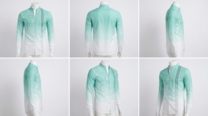 เสื้อเชิ้ตผู้ชายลำลองลายดอกไม้พิมพ์ไล่เฉดสี ป้องกันริ้วรอยสำหรับฤดูร้อน แขนยาว ติดกระดุม ผ้าคอตตอนผสม ปกคอพับได้ รับผลิตแบบ OEM พร้อมสกรีนโลโก้ - Product Image 5