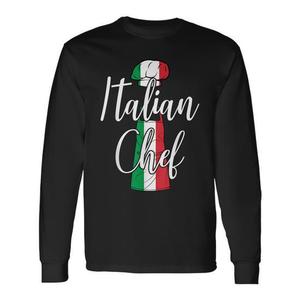 Camiseta de manga larga de chef italiano con diseño de bandera y tema divertido de cocina - Product Image 1