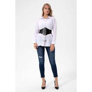 Ceinture corset en tricot élastique pour femme - Noir - Product Image 3
