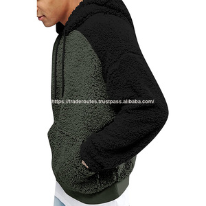 <b>Men's</b> Polyester/Cotton Custom Embroidered Eco-Friendly Waterproof <b>Hoodie</b> Solid <b>Sherpa</b> <b>Fleece</b> Sweatshirt Screen Puff Sweatshirt - Product Image 2