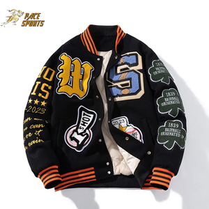 Hot Selling 100% Wool Chenille Patches New Trendy Premium Varsity Jacket Custom High Quality Baseball Jackets <b>Men</b> Long <b>Clothing</b> - Product Image 5