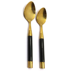 Ensemble de couverts de luxe en acier inoxydable de haute qualité, style occidental, doré, faible MOQ, design vintage, léger, prêt pour un mariage - Product Image 2