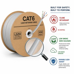 Câble de communication haute performance CAT6A CAT6 UTP 305M 1000FT avec conducteur <span class=keywords><strong>CCU</strong></span> solide, gaine LSZH, gris, câble réseau LAN en vrac - Product Image 3