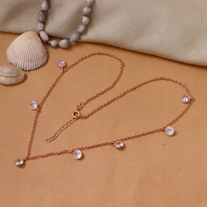 Collier élégant en or rose plaqué CZ pour femmes, bijoux en cristal raffinés - Product Image 3