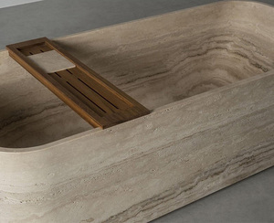 Vasca da Bagno in Travertino Personalizzabile Stile Minimalista Premium PerfectStone per Ville e Appartamenti di Lusso - Product Image 6