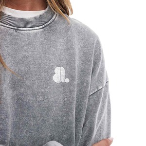 เสื้อกันหนาวลำลองผ้าเทอร์รี่สำหรับผู้หญิง, เสื้อกันหนาวปักลายกรด300กรัมใส่สบาย2026โลโก้ด้านหน้า - Product Image 5