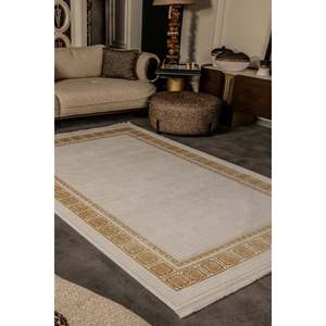 Tapis de zone moderne beige Netline CN004 Cunda 100 % acrylique, anti-peluchage, facile à nettoyer, durable, 80x150cm pour chambre, bureau, enfants - Home Depot - Product Image 2