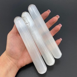 <b>Selenite</b> Massager <b>Wand</b> Stunning Natural Agate Stone Display With Unique Banding Perfect For Crystal Collections Home Decor - Product Image 3