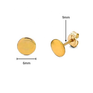 Pendientes de Botón Modernos para Mujer, Alta Calidad, Oro Amarillo de 14k, Joyería Fina Estampada JJ BRAVO, Sin Níquel, Sin Plomo - Product Image 3