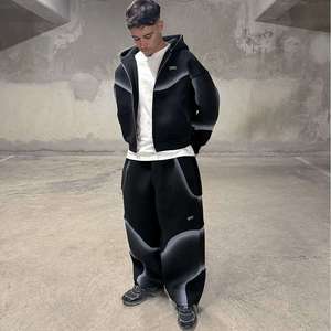 Conjunto de Sudadera con Capucha Extra Grande de Invierno, Estilo Vintage, de Alta Calidad, con Cierre y Estampado de Serigrafía para Hombre, con Logotipo Personalizado - Product Image 3