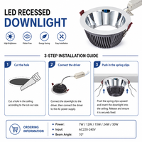 Spot LED Encastrable Rond Moderne 7W-35W, CRI Élevé 90, Driver Eaglerise, Réflecteur Anti-Éblouissement Profond, Luminaire de Plafond COB en Aluminium