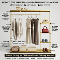 Porte-vêtements Premium Robustes et Lavables, Présentoir Vertical Modulaire avec Étagères Latérales, Couleur Personnalisable pour Vêtements