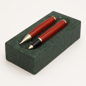 Porte-stylo en marbre Beige de qualité supérieure avec deux fentes pour stylos élégant organisateur de bureau de luxe pour les accessoires de bureau de bureau - Product Image 5