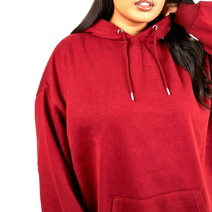 Pull en tissu polaire mélangé de coton à fermeture extrêmement long sweat à capuche pour femme avec logo personnalisé - Product Image 5