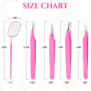 속눈썹 연장 핀셋 세트 5 개 스테인레스 스틸 속눈썹 거울 세트 절연 아트 Vaslcare로 곡선 핀셋 - Product Image 6