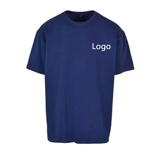 Camiseta Oversize Personalizada con Logo para Hombre, Algodón Pesado, Azul Marino Liso, Hombro Caído, Ajuste Holgado, Cuello Redondo, Manga Corta - Product Image 1