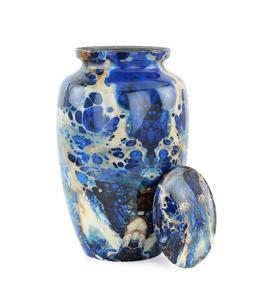 Urnas funerarias de cremación de aluminio azul Caterpillar para adultos, urna funeraria de entierro hecha a mano de estilo hermoso humano para tamaño personalizado - Product Image 4