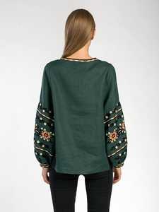 Precio de fábrica, ropa de fiesta con borlas de diseñador para mujer, blusa ucraniana, manga larga con globo, cuello en V, decoración de botones de tela tejida - Product Image 6