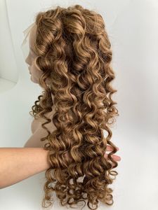 Peluca Frontal de alta calidad Mix Color # 2Q + 12 Remy Hair 28 pulgadas Body Wave 100% Remy Top en extensión de cabello - Product Image 6