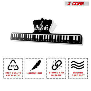 5 Core Music <b>Sheet</b> Holder Clip Durable <b>Black</b> <b>Plastic</b> Page Holder for Piano Keyboard Violin - Product Image 6