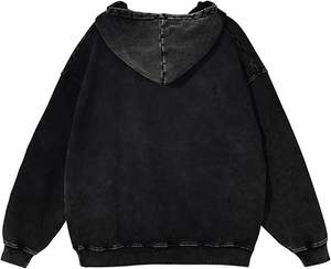 Sudadera con capucha de algodón grueso Fleece Acid Wash Pullover elegante Sudadera con capucha de lavado ácido con textura vintage - Product Image 6
