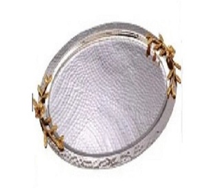 Best Selling Customized Metal <b>Serving</b> Tray Elegant Tabletop <b>Platter</b> for Home Use Excellent Quality for Food Occasions Wholesale - Product Image 2