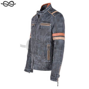 Automne Veste Hommes Mode Bureau Casual Classique Vintage Style Bleu Noir En Cuir Biker Veste Mode Hommes - Product Image 2