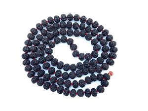 รูปปั้น Rudraksha 5 mukhi Mala ดั้งเดิม (สีดำ9-10มม.) ลูกปัด108แบบดั้งเดิม - Product Image 2