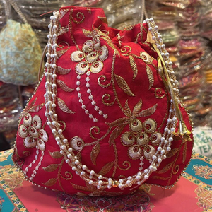 Gran oferta, diseñador tradicional étnico, hecho a mano, moda india para mujer, bolsa Potli de seda, bolso de muñeca, recuerdo de cumpleaños de boda - Product Image 1