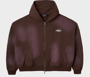 Sweat à capuche unisexe personnalisé en molleton 100 % coton 350 g/m² épais, délavé au soleil et à l'acide, avec fermeture éclair, service OEM - Product Image 1