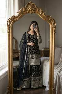 Vente en gros de salwar kameez en soie de designer ethnique indien pour femmes - Product Image 4
