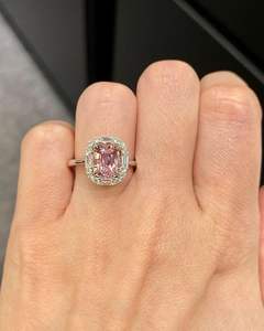 Vintage Pink Moissanite <b>Ring</b> 925 Sterling <b>Silver</b> Rhodium Plated Prong Setting Geometric Luxury <b>Statement</b> Jewelry - Product Image 5