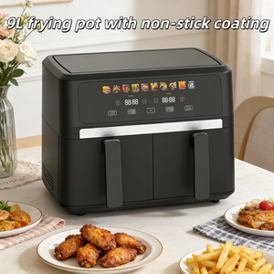 Freidora de Aire Eléctrica Cuadrada de Acero Inoxidable con Doble Cesta y Temperatura Ajustable, Control Digital Moderno, Cocina sin Aceite - Product Image 4