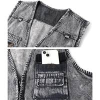 Chaleco Vaquero Informal para Hombre, Personalizable, de Alta Calidad, Transpirable, de Secado Rápido, Ligero, con Cierre de Cremallera, para Verano
