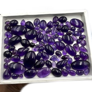 Forme de mélange de pierres précieuses en vrac de cabochon d'améthyste naturelle (ovale/coussin/poire) pour la fabrication de bijoux - Product Image 4