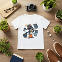 Camiseta Unisex de Jersey 100% Algodón, 210 g/m², Estilo Casual, Estampado Personalizado, Corte Holgado (Talla 2XL), Diseño con Personajes