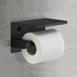 Nouveau Design élégant porte-rouleau de papier toilette en acier de couleur noire porte-papier hygiénique vente chaude auto-adhésif - Product Image 5