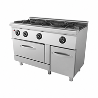Cuisinière professionnelle à gaz naturel RMITMENT à quatre brûleurs avec four, en acier inoxydable, 5000-10000W, dimensions personnalisables pour