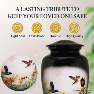 Urnes de crémation de conception d'oiseaux fabriquées à la main Souvenir en aluminium élégant (3 cu in) et urnes pour adultes 220 cu dans des urnes de crémation en métal étanches - Product Image 5