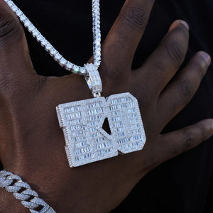 Pretty Hip Hop Pendant With 10K Solid Gold and Round Brilliant and Baguette Moissanite Vvs1 Diamonds - Product Image 3