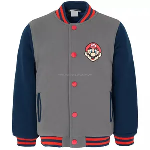 Alta Qualidade Personalizada Cartoon Impressão Algodão Velo Homens Vestuário Meninos Cool Varsity Jacket