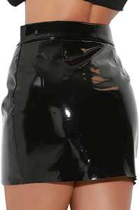 Jupe en cuir véritable pour femmes tendance, design éco-responsable, coupe trapèze, mini, extensible, confortable pour un usage décontracté - Product Image 5