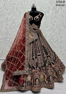 Hermosa Novia Lehenga Choli Con Doble Dupatta Diseñador - Product Image 4