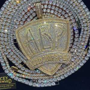 ABP All Bout Paper BIG Luxury Diamond Pendant, Silver-Rose Pendant, Regalo para él, Iced Out Pendant Hip Hop Style Pendant para hombre - Product Image 2