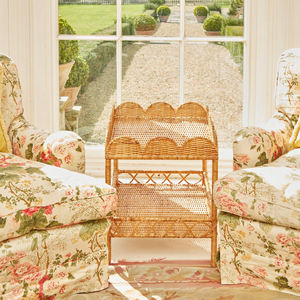 Fabulous <b>Rattan</b> Side <b>Table</b> With Scalloped Edges Handwoven by Skilled Artisans Natural Wicker Side <b>Table</b> for Living Room Bedroom - Product Image 4