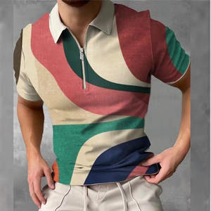 เสื้อโปโลมีซิปแขนสั้นลำลองสำหรับผู้ชายเสื้อยืดแบบสวมหัวพิมพ์ลายคอลเลกชั่นแฟชั่นใหม่สำหรับฤดูร้อน - Product Image 1