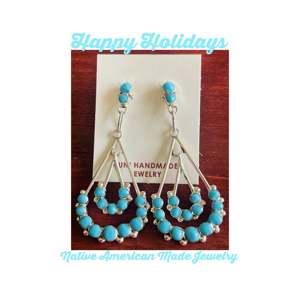 Zuni Turquoise Sterling <b>Silver</b> <b>Chandelier</b> Earrings - Product Image 4