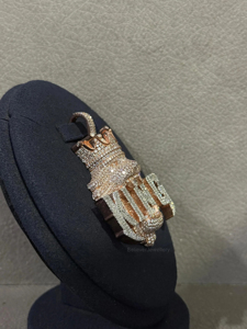 Trendy Christian Rapper Charm Shiny Custom High Quality Iced Name LAB Grown Crystal Rhinestone Initial Letter Pendant <b>Rope</b> <b>Chain</b> - Product Image 4