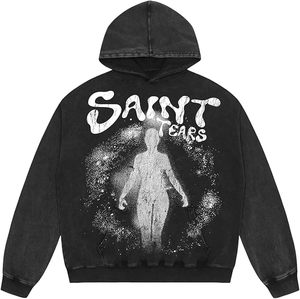 Sweat-shirt à capuche décontracté surdimensionné délavé à l'acide, sweat-shirt surdimensionné délavé à l'acide, sweat-shirt à capuche avec fermeture éclair et imprimé en poudre, délavé à l'acide, pour homme - Product Image 1